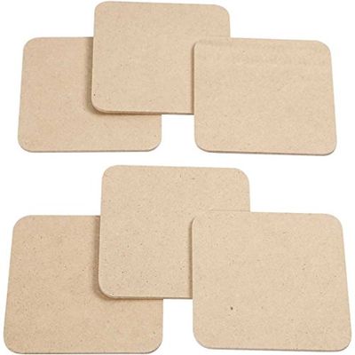 Posavasos, tamaño 10 x 10 cm, grosor 3 cm, tablero DM, 6 unidades