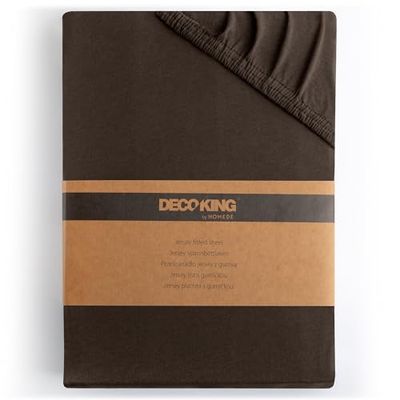 DecoKing Fitted Sheet Super Emperor 100% Combed Cotton Soft Jersey Bed Sheet 200x220-220x240 cm Brown Amber