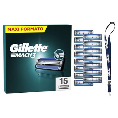 Gillette Lamette Rasoi Uomo Mach3 Per Rasoio A 3 Lame, Confezione Da 15