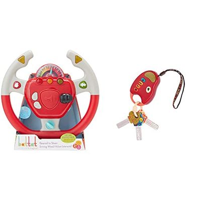 Battat - Volante Iteractivo con luces y sonidos - 2 años en adelante & B. Toys by Battat BX1204Z- Llaves divertidas (Tomato), color morado, color/modelo surtido