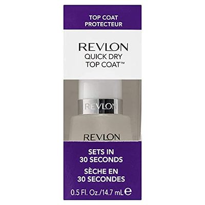 Revlon Vernis à Ongles Top Coat, Soin des ongles, Manucure Séchage Rapide 30 secondes, Protège la Couleur des ongles, Tenue du vernis prolongée, Finition Brillante et Transparente - 14,7ml