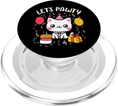 Let's Pawty Shirts Cute Cat Kitten Pawty Girls Boys Birthday PopSockets PopGrip for MagSafe