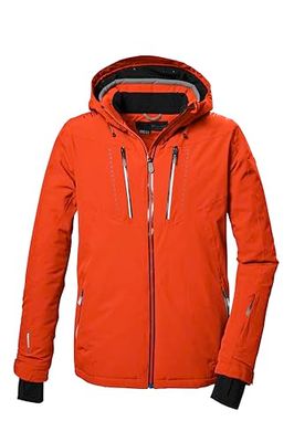 killtec Uomo Giacca da sci/giacca funzionale con cappuccio con zip, paraneve e ventilazione sotto le ascelle KSW 46 MN SKI JCKT, dunkelorange, S, 41984-000