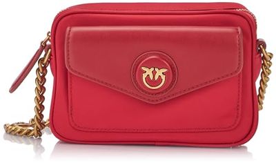 Pinko Women's Gate Camera Case Recycled Nylo Room, R40q_Dark Red-Antique Gold, 20X9X12