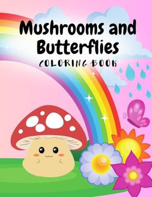 Coloring Book for Kids: Mushrooms and Butterflies