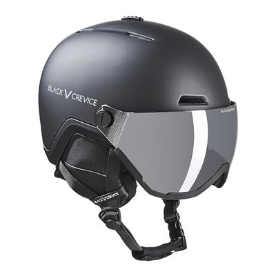 Black Crevice Davos skidhjälm med visir svart, L (59–61 cm)