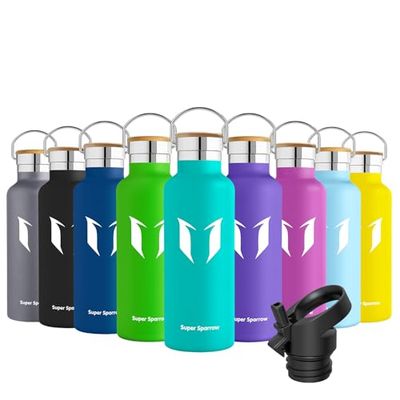 Super Sparrow Botella Agua Acero Inoxidable - Botella Agua Niños - 500ml - Botella Termica Boca Estándar - Sin BPA, para Niños & Adultos, Deporte, Oficina, Yoga, Ciclismo