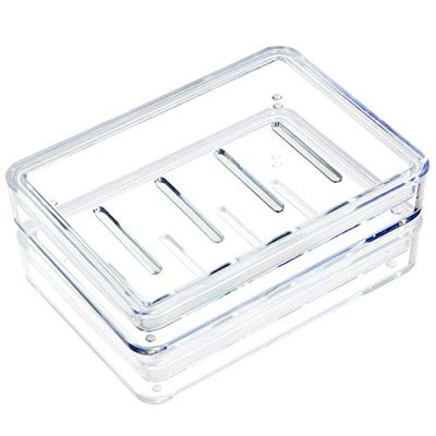 Youngever 4 Pack Re-usable Plastic Soap Holders, Soap Dish, Soap Saver, Clear Bar Soap Holders for Shower, Sink Bathroom