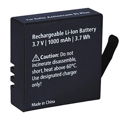 Rollei Actioncam 8s 9s Plus additional battery, replacement battery with 1000 mAh capacity lithium ion, black