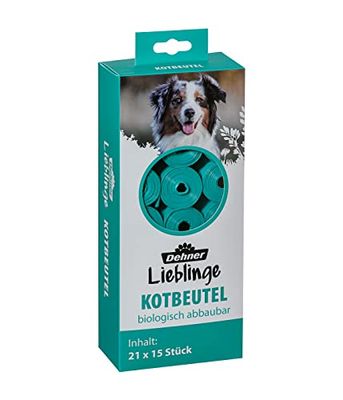Dehner Bolsas para excrementos de perro biodegradables, 315 unidades, plástico, color turquesa