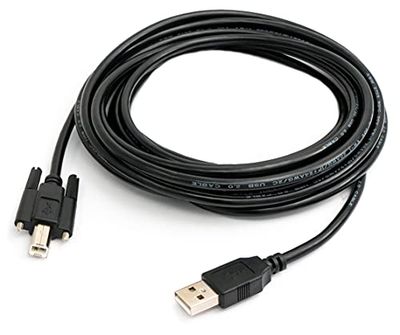 SYSTEM-S USB 2.0 kabel 5 m type A stekker naar B stekker adapter schroef in zwart