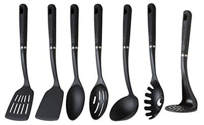 Circulon Momentum Conjunto de ferramentas e utensílios de cozinha (7 peças), plástico aço inoxidável, preto, conjunto de 7 peças