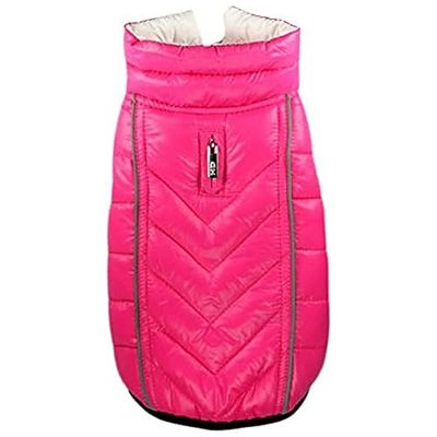 Hip Doggie HD-5FRPK Featherlite Reversible Reflective Puffer Vest Hondenjas, BDS, roze/wit