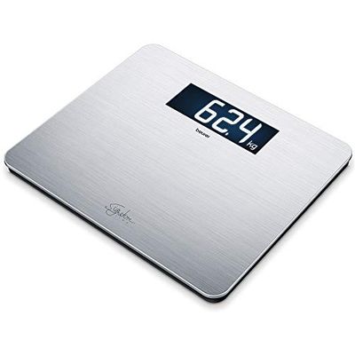 Beurer GS405 Signature Line Glass Bathroom Scale - Stainless Steel | XXL standing area | Made from safety glass for a robust and stylish finish | XXL digital display | 200kg weight capacity