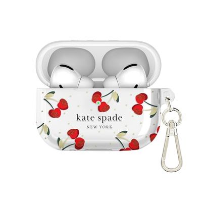 kate spade new york Coque de Protection pour AirPods Pro avec Anneau Porte-clés - Cerise Dot, Compatible avec AirPods Pro 2e/1ère génération
