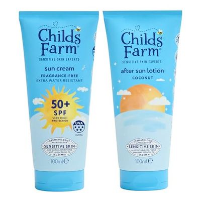 Childs Farm Kids & Baby Sun Cream SPF 50+ & After Sun Lotion Bundle | UVA & UVB Very High Protection | Extra Water Resistant | Suitable for Dry, Sensitive Skin, 100ml
