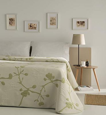 VIALMAN Colcha Bouti Leve Sofia para cama de casal de 180 e 200 cm, colcha de cama de 180 e 200, tamanho de colcha de 270 x 270 cm, verde