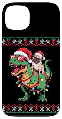Christmas Pug T-Rex Dinosaur Tyrannosaurus Rex Pugs Case for iPhone 13