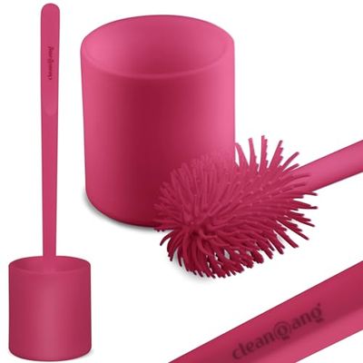 CleanGang Brosse WC en Silicone B!Rush pour Un Nettoyage en Profondeur et Facile en Magenta – Brosse de Nettoyage WC avec Poils en Silicone – Brosse WC à séchage Rapide et hygiénique 1 pièce