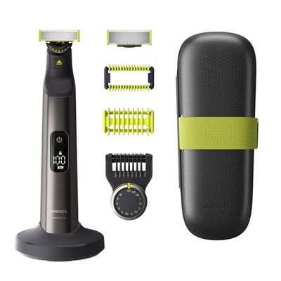 Philips OneBlade Pro 360 - Autentico Regolabarba, rasoio e bodygroom elettrico, 1 lama 360, 14 impostazioni di lunghezza, 1 kit Body, 1 supporto di ricarica, 1 custodia da viaggio, modello QP6651/30