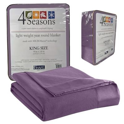 Thermee Micro Flannel King-Size Blanket, Lightweight All Seasons Cozy Blanket, Throw Blankets for Home and Living Room, Soft Blanket for Couch, Machine Wash & Dry, No Pilling, Comfy Blanket - Purple