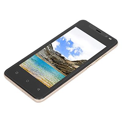KUIDAMOS Smartphone, 512 MB + 4 GB de Smartphone Procesador Potente 128 GB de Almacenamiento Ampliable para Tarjetas 4.4.2 Doble Modo de Espera(Oro)