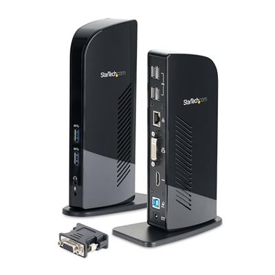 StarTech.com Docking Station USB 3.0 de 2 Monitores para Portátil, HDMI y DVI/VGA, Hub Ladrón 6x USB-A, GbE, Audio, Replicador de Puertos Universal USB-A, Win/Mac/ChromeOS (USB3SDOCKHD)
