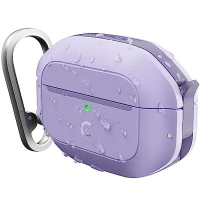 KeyBudz Element, custodia di ricarica impermeabile per Apple AirPods Pro 2, custodia protettiva in materiale riciclato, IP68 antipolvere e impermeabile, lavanda lilla