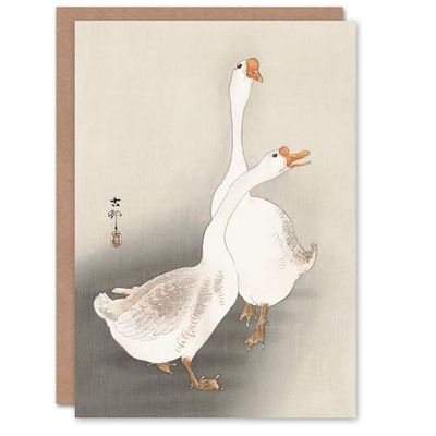 Artery8 Ohara Koson Japanese Art Card Two Geese Vintage Bird Ukiyo-e