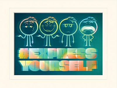 Pyramid International The Emoji Movie (Express Yourself) -Gemonteerd Print Memorabilia 30 x 40cm, Papier, Multi kleuren, 30 x 40 x 1,3 cm