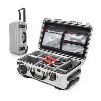 NANUK Custodia rigida impermeabile 935 con coperchio organizer e divisore imbottito con ruote, argento
