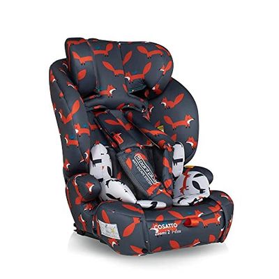 Cosatto Zoomi 2 iSize autostoel - van 76 cm tot 150 cm (ongeveer, 15 maanden tot 12 jaar), ISOFIT, verstelbare hoofdsteun, zijdelingse slagbescherming, eenvoudige installatie, R129 getest (Charcoal Mister Fox)