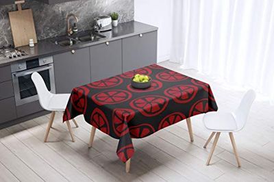 Bonamaison, Antimuffa, Antimacchia, Asciugatura rapida, Impermeabile, Lavabile in lavatrice, 100% Poliestere, Tovaglia Moderno, rosso nero, 140 x 140 Cm - Progettato e Prodotto in Turchia