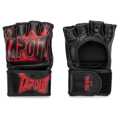 Tapout MMA Pro Fight Gants en Cuir (1 Paire) Pro MMA, Noir/Rouge, S 960005