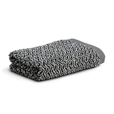 MÖVE Brooklyn Serviette de Toilette 50 x 100 cm, Fabriqué en Allemagne, 85 % coton / 10 % viscose en pulpe de bambou / 5 % lin, Nature / Black (Noir)