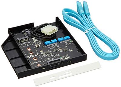SilverStone SST-FPS01-C - 12,7 mm Tray Loading Slim ODD-adapter met 1x USB 3.0, 1x USB 3.0 Type C, Card Reader en M.2 SATA SSD Slot, zwart