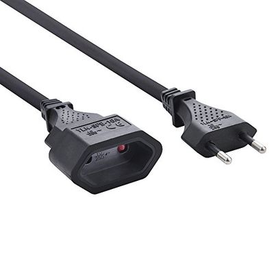 Electraline 900010CBB Cabo de extensão com tomada e tomada europeia, preto, 3 M