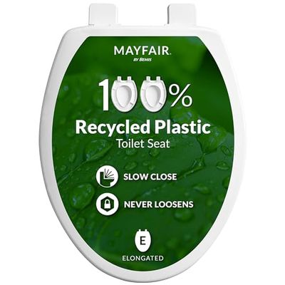 Mayfair Greenleaf - Sedile WC in 100% plastica riciclata, chiusura lenta e non si allenta mai, allungato