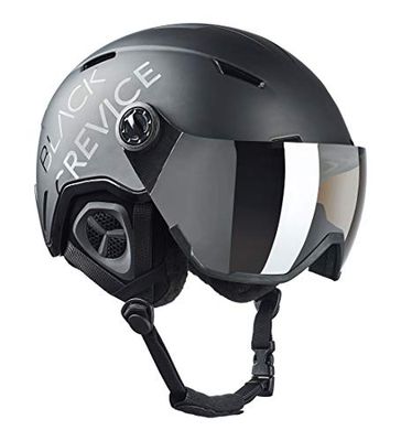 BLACK CREVICE Casque de Ski Vail I Casque de Ski avec visière en Style Pilote en différentes Couleurs I Casque de Ski Hommes & Femmes I en Polycarbonate I (58-61 cm), Mat Noir/Noir