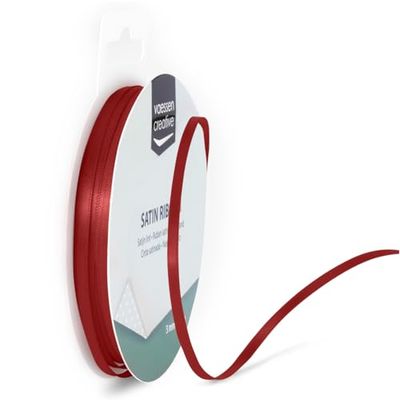 Vaessen Creative Ready to Start fita de cetim duplo, cetim, vermelho, 3 mm x 10 m, 10