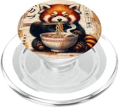 Fideos Ramen Panda Rojo Japonés Vintage Kawaii Anime PopSockets PopGrip para MagSafe