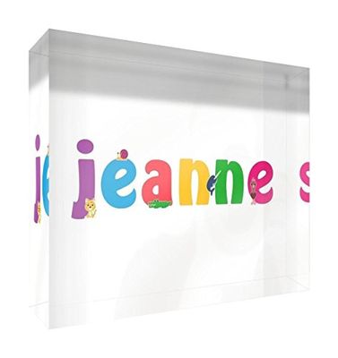 Little Helper Souvenir Décoratif en Acrylique Transparent Poli comme Diamant Style Illustratif Coloré avec le Nom de Jeune Fille Jeanne 14,8 x 21 x 2 cm Grand