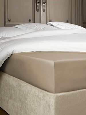 De Witte Lietaer Bumblebee Luxury Percale Cotton Fitted Sheet, Cotton, Vision Taupe, 140 x 200 x 40 cm