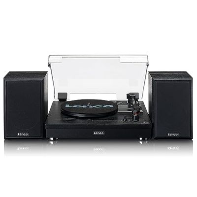 Lenco Turntable LS-101 - Giradiscos Bluetooth - Altavoz Externo con 2 x 10 vatios RMS - 3 velocidades - Transmisión por Correa - Negro