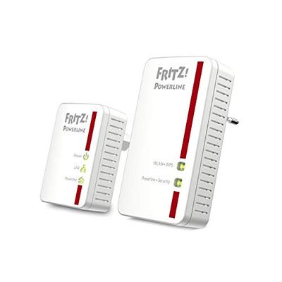 AVM FRITZ!Powerline 540E + 510E Wi-Fi Set International (500 Mbit/s, met 1x Multiroom MESH Wi-Fi Access Point, Fast-Ethernet-LAN)