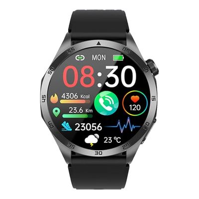 VALDUS Knauermann PRO 3 Fan Edition rotondo (2025) nero, orologio sanitario, smartwatch con funzione telefonica, ECG Plus HRV e funzione SOS, BT Bluetooth, apnea del sonno, cinturino in silicone nero,