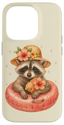 Summer vibes Cute Raccoon Floatie Beach Summer Women Girls Case for iPhone 14 Pro