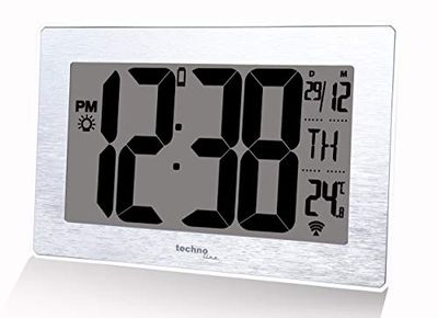 Technoline Relógio de parede pequeno WS8019 e moderno com aspeto prateado escovado, tamanho: 212 x 140 x 32 mm