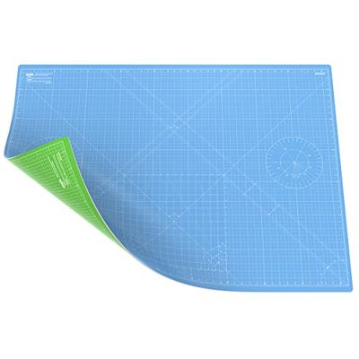 ANSIO Craft Cutting Mat Self Healing A0 Double Sided 5 Layers - Quilting, Sewing, Scrapbooking, Fabric & Papercraft - Imperial/Metric 46 x 33.5 Inch / 118 x 86 cm - Sky Blue/Lime Green