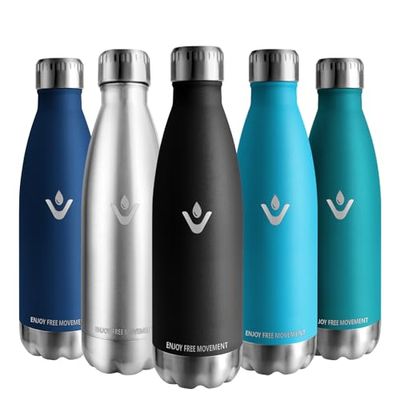 Vikaster Borracce termiche, 500ml Borraccia, Borraccia acciaio inox Mantiene Caldo per 12 Ore/Freddo 24 Ore, Borracce Senza Perdite, Borraccia Adatto Bambini, Adulto, Scuola, Outdoor